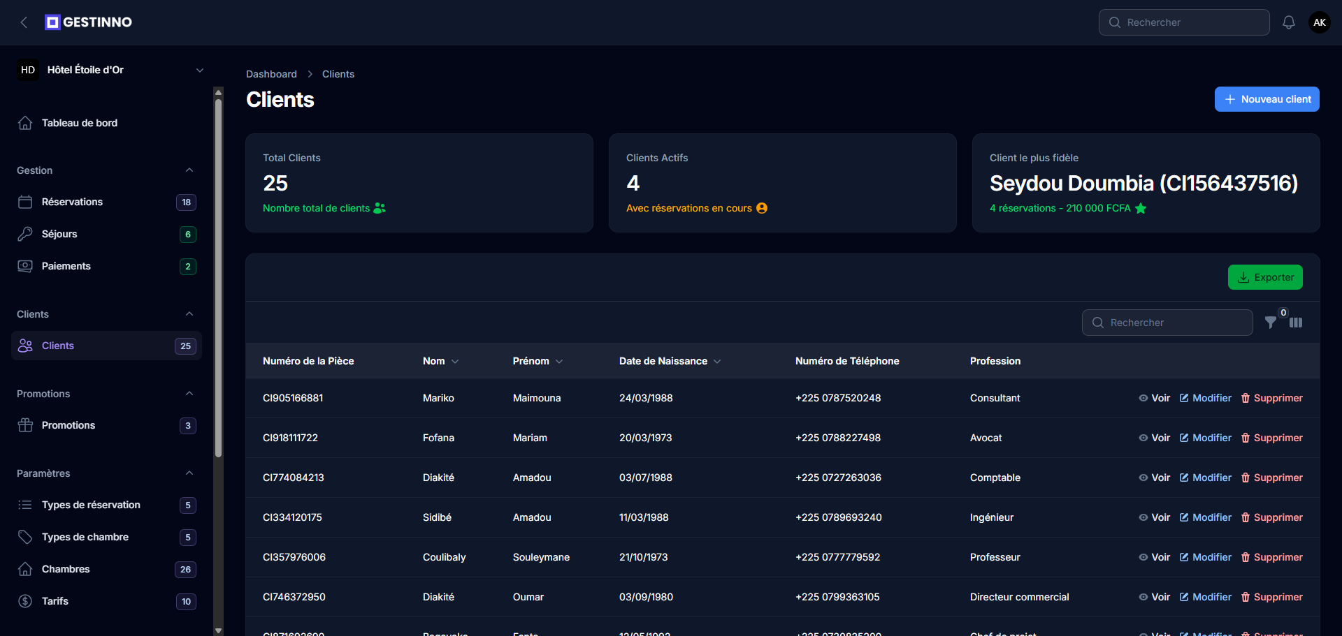 Gestion des clients